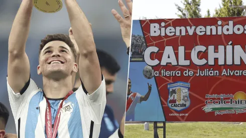 Julián Álvarez celebró la obtención del Mundial en Calchín.
