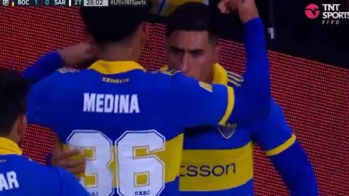 El festejo en el gol de Merentiel.
