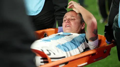 HAMILTON, NEW ZEALAND – AUGUST 02: Florencia Bonsegundo of Argentina is stretchered off the pitch after an injury during the FIFA Women's World Cup Australia & New Zealand 2023 Group G match between Argentina and Sweden at Waikato Stadium on August 02, 2023 in Hamilton, New Zealand. (Photo by Phil Walter/Getty Images)
