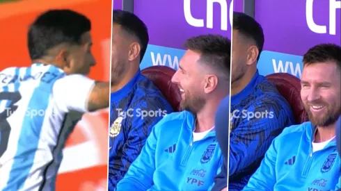 Así reaccionó Messi por el 1-0 de Argentina.