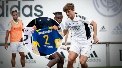 Nico Paz posó con la camiseta de Boca en Madrid