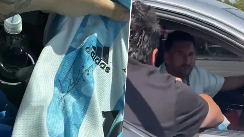 Se hizo viral: se lo encontró a Messi y le revoleó una camiseta para que le firme.