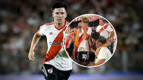 Mastantuono recibió el apoyo de su familia en el Monumental.