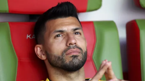 KAZAN, RUSSIA – JUNE 30:  Serigo Aguero of Argentina looks on from the bench prior to the 2018 FIFA World Cup Russia Round of 16 match between France and Argentina at Kazan Arena on June 30, 2018 in Kazan, Russia.  (Photo by Kevin C. Cox/Getty Images)
