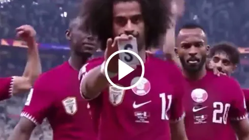 El festejo de Afif en la Copa Asiática con Qatar

