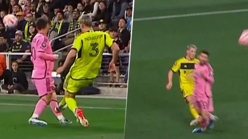 Messi sufrió una fuerte infracción por parte de Lukas MacNaughton.