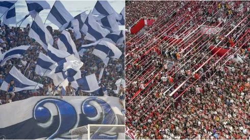 Las hinchadas de Gimnasia y Estudiantes.
