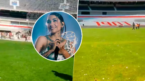 Así está el campo de juego del Monumental.