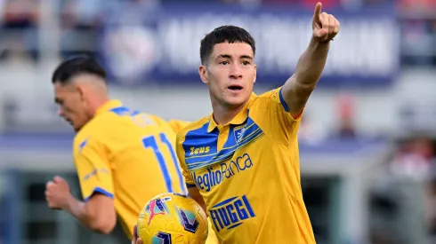 Matías Soulé celebrando un gol en Frosinone.
