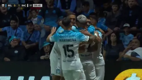 El festejo de los jugadores de Racing.