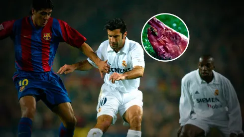 Figo ante Riquelme en el clásico del cochinillo.
