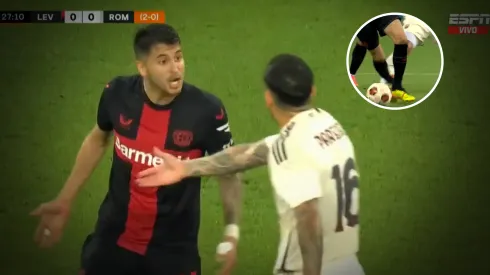 Los campeones del mundo se cruzaron en pleno partido.