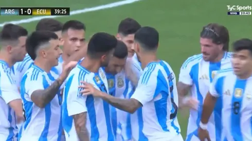 El festejo de los jugadores argentinos.