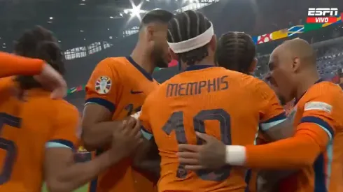 El festejo de los jugadores neerlandeses.
