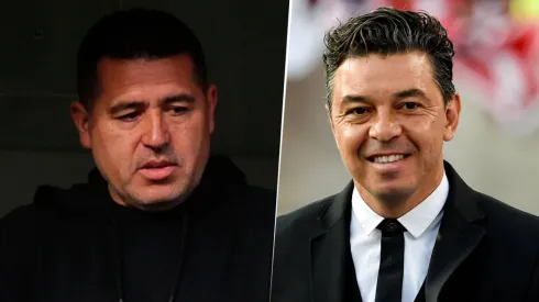 Juan Román Riquelme, presidente de Boca, y Marcelo Gallardo, nuevo técnico de River.
