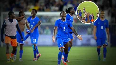 Los jugadores franceses celebraron en la cara de los hinchas argentinos.
