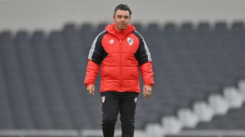 Gallardo en su primer entrenamiento en River.
