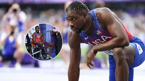 Noah Lyles corrió con COVID en París 2024 y salió en silla de ruedas
