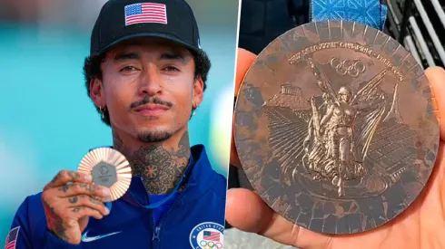 El skater Nyjah Huston mostró el deterioro que sufrió su medalla de bronce ganada en París 2024.
