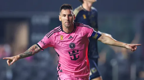 Messi celebra su gol para Inter Miami.
