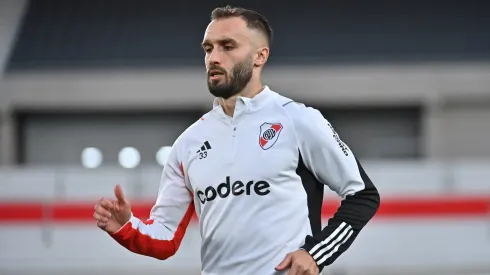 Germán Pezzella en un entrenamiento de River.
