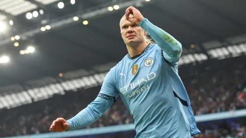 Haaland celebra su gol ante Arsenal.
