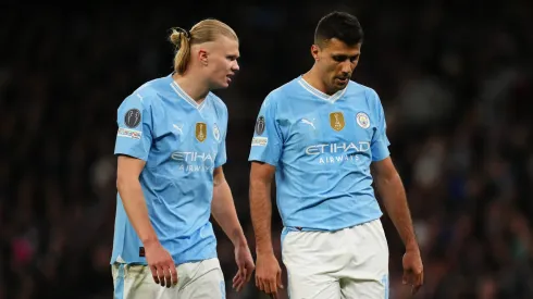 Haaland y Rodri, jugadores de Manchester City.
