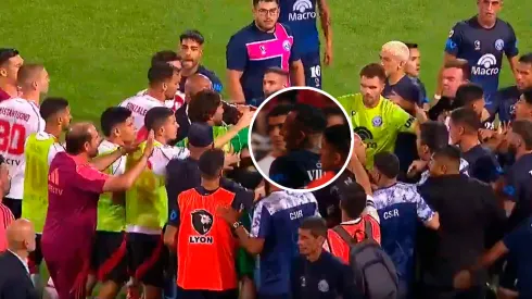 Escándalo entre los jugadores de River e Independiente Rivadavia.