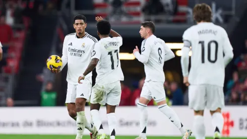 Los futbolistas de Real Madrid, a puro festejo.
