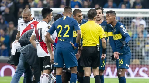 Los jugadores de River y Boca en la final de la Copa Libertadores.