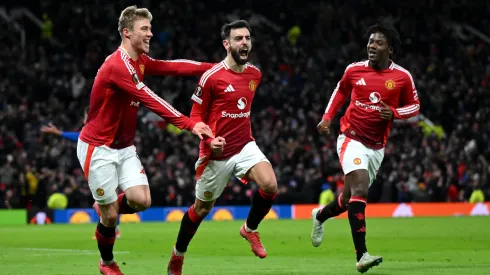 Bruno Fernandes celebra su gol agónico.