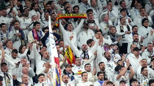 La hinchada del Real Madrid en el duelo contra Atlético.