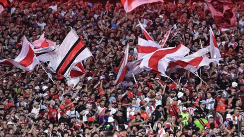 Los hinchas de River en el duelo ante Lanús.
