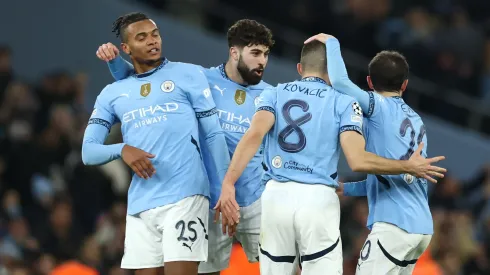 Los jugadores de Manchester City, a puro festejo.