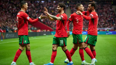 Los jugadores de Portugal, a puro festejo.