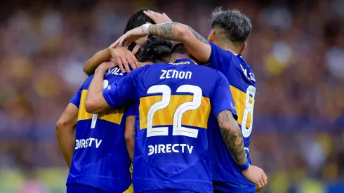 Los jugadores de Boca celebrando un gol ante Defensa y Justicia.
