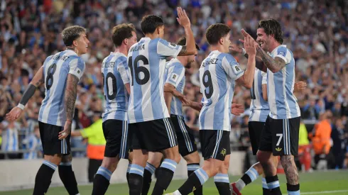 El festejo de los jugadores argentinos.