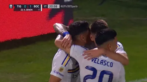 El festejo de los jugadores de Boca.