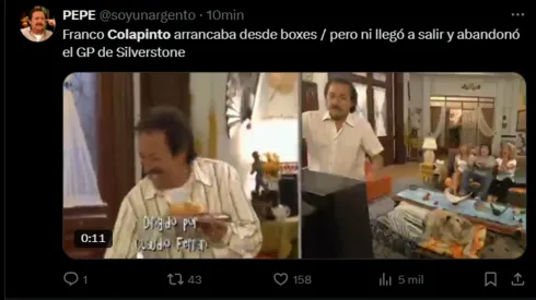 Las repercusiones en las redes sociales tras el problema que le impidió correr a Colapinto