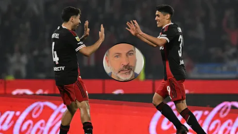 Santiago Lencina festejando uno de sus goles.