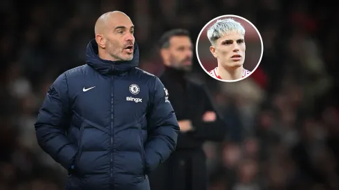 Enzo Maresca, director técnico de Chelsea, y Alejandro Garnacho.