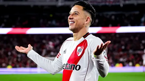 Sebastián Driussi festeja uno de sus dos goles ante Godoy Cruz en la victoria del Millonario por 4-2.