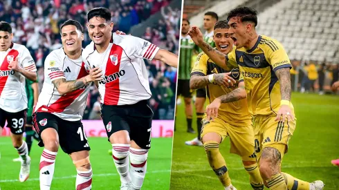 Juan Fernando Quintero y Maximiliano Salas de River, Ayrton Costa y Lautaro Di Lollo de Boca. (Fotos: Getty y @BocaJrs_Fotos)
