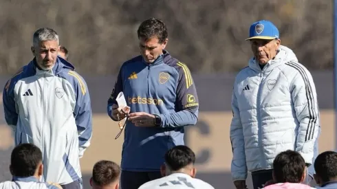 Miguel Ángel Russo en el entrenamiento de Boca.