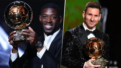 Ousmane Dembélé y Lionel Messi, con sus Balones de Oro. (Fotos: Getty y @ballondor)