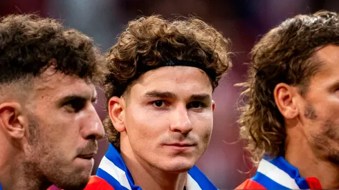 Julián Álvarez en la previa al partido entre Atlético de Madrid y Eintracht Frankfurt.
