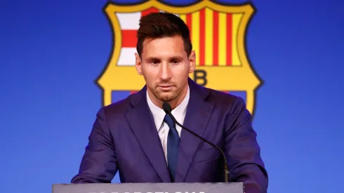 Lionel Messi en su despedida de Barcelona.