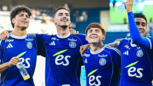 Valentín Barco y Joaquín Panichelli, con sus compañeros de Racing de Estrasburgo.