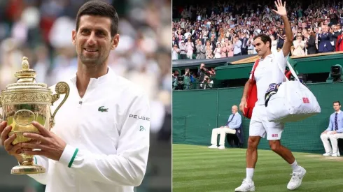 Novak Djokovic e Roger Federer. Sérvio pode não ir à Tóquio e se juntar a Federer e tantos outros (Foto: Getty Images)
