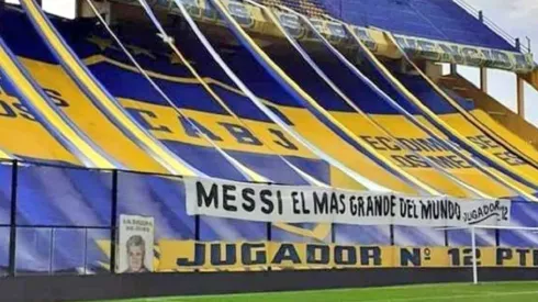 Faixa em homenagem a Messi na Bombonera